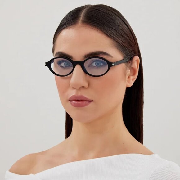 BRAND NEW Saint Laurent SL751 JEANNE OPT 001 Black Demo Oval Women Eyeglasses - Picture 1 of 11